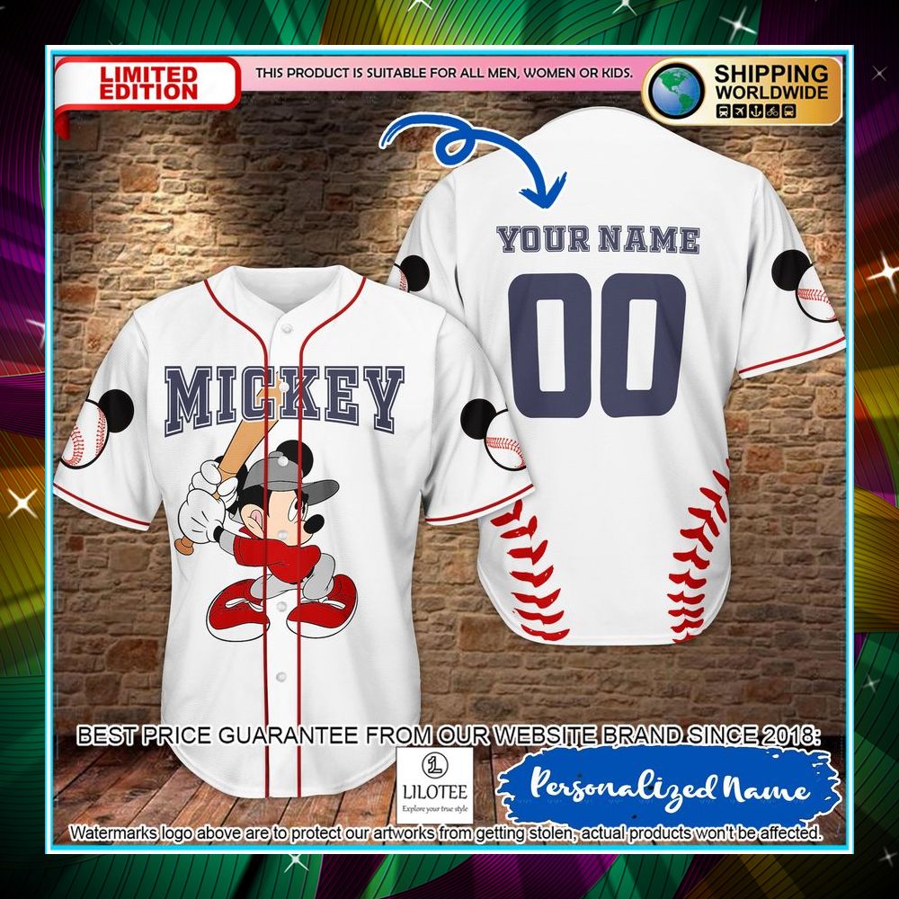 personalized mickey mouse white baseball jersey 1 898