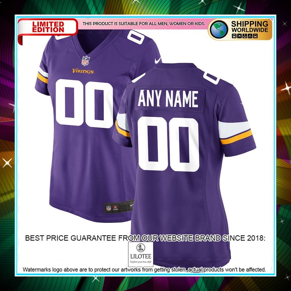 personalized minnesota vikings womens purple football jersey 1 118