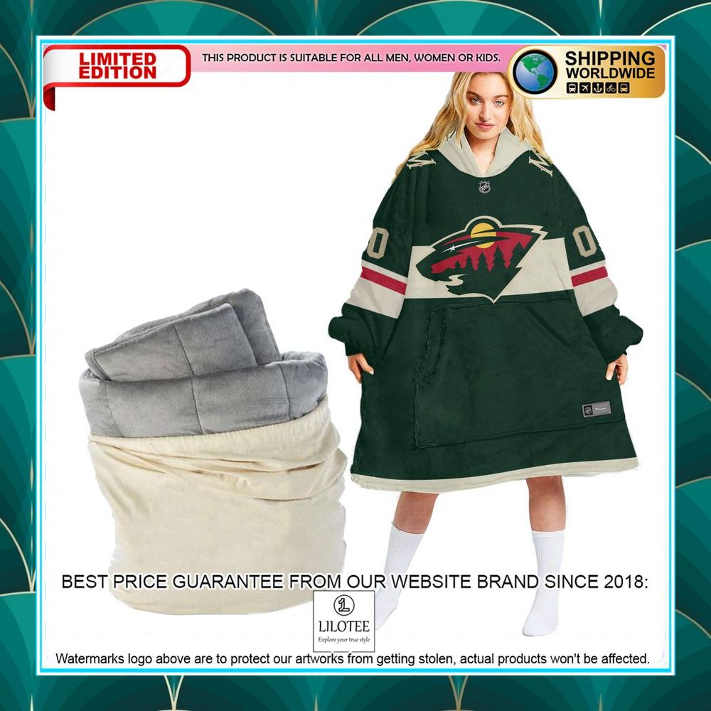 personalized minnesota wild green oodie blanket hoodie 1 484