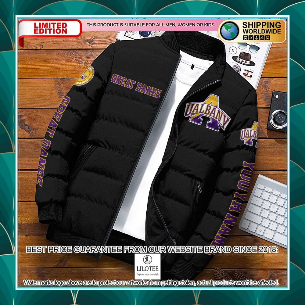 personalized ncaa albany great danes puffer jacket 1 172