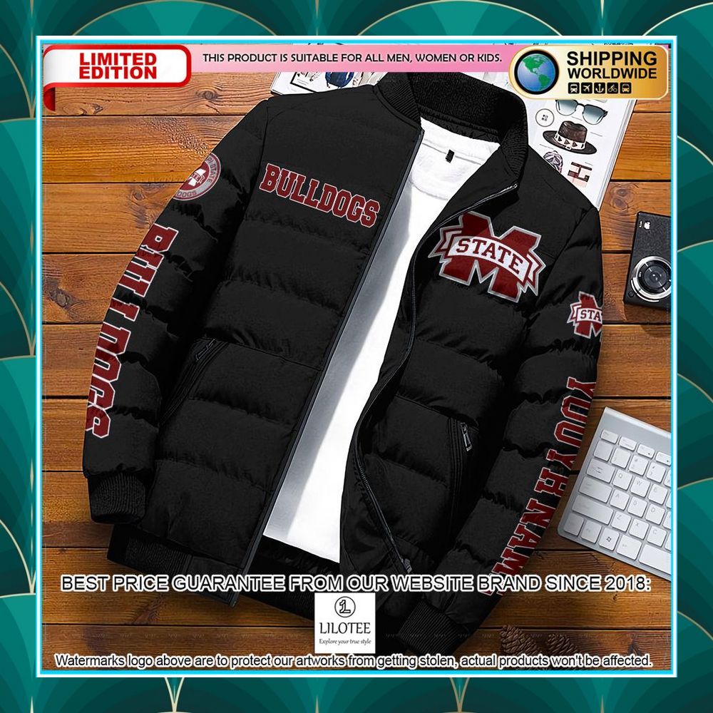 personalized ncaa mississippi state bulldogs puffer jacket 1 743