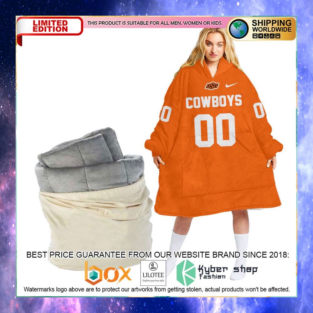 personalized ncaa oklahoma state cowboys oodie blanket hoodie 1 982