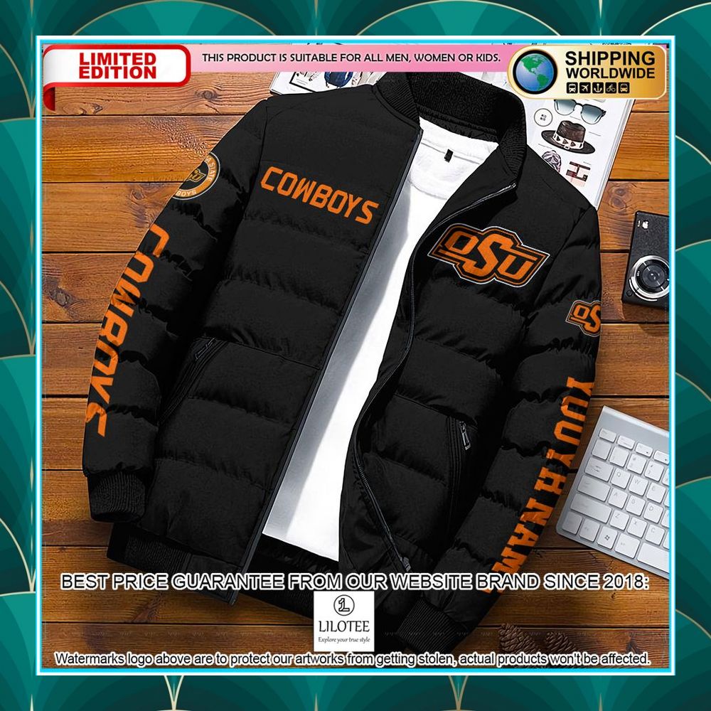 personalized ncaa oklahoma state cowboys puffer jacket 1 902