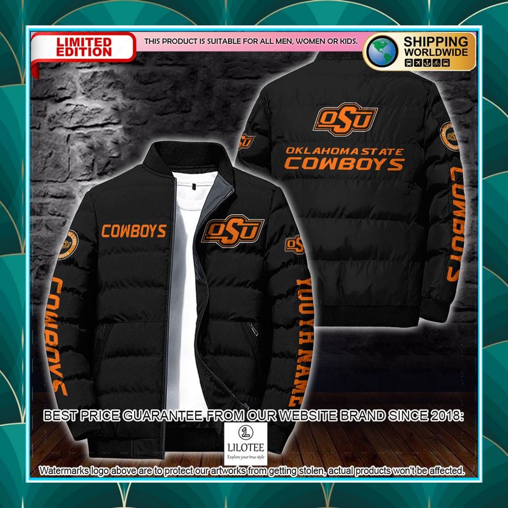 personalized ncaa oklahoma state cowboys puffer jacket 2 185