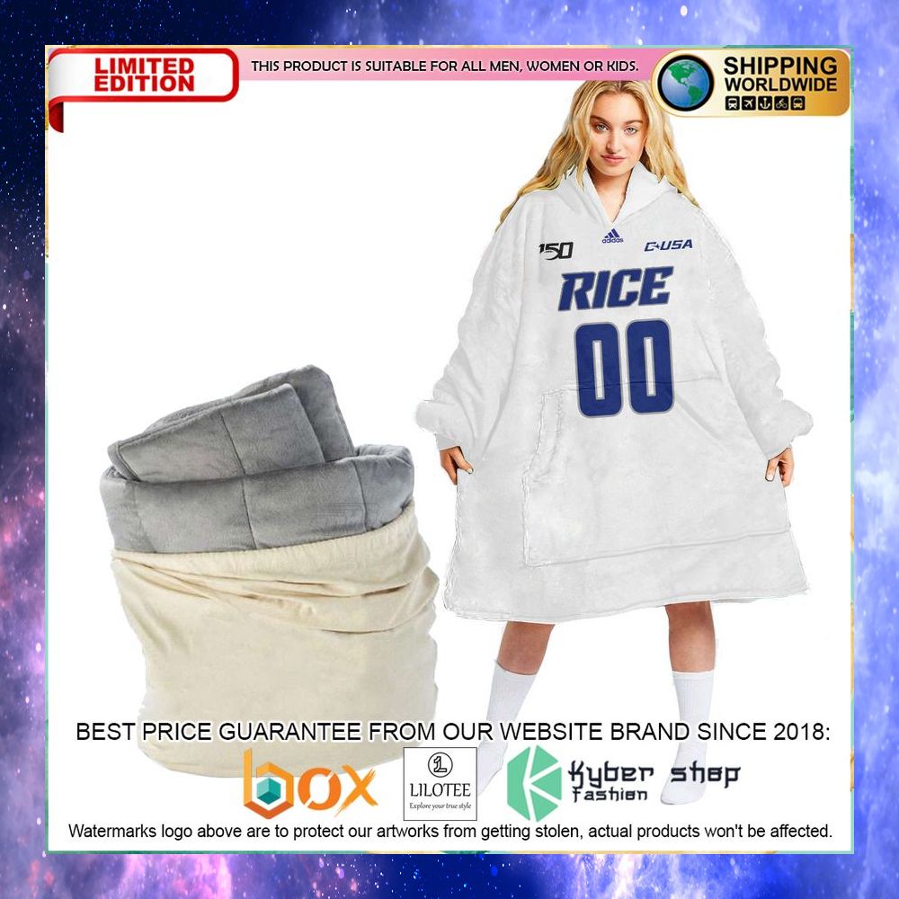 personalized ncaa rice owls oodie blanket hoodie 1 565