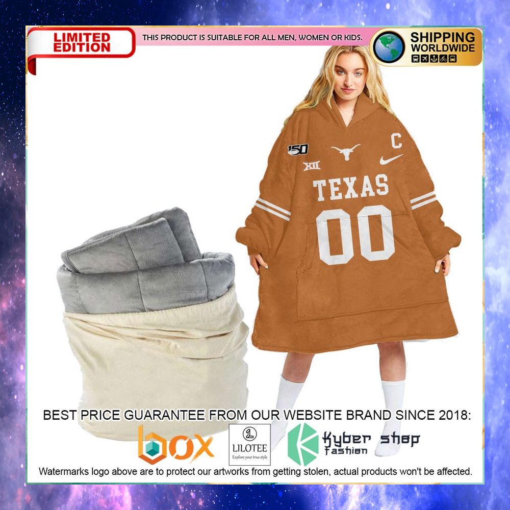 personalized ncaa texas longhorns oodie blanket hoodie 2 452