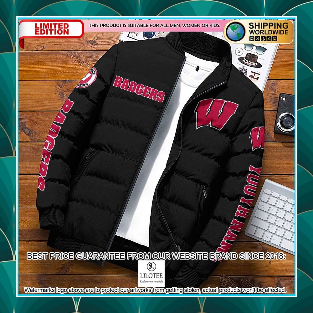 personalized ncaa wisconsin badgers puffer jacket 1 642