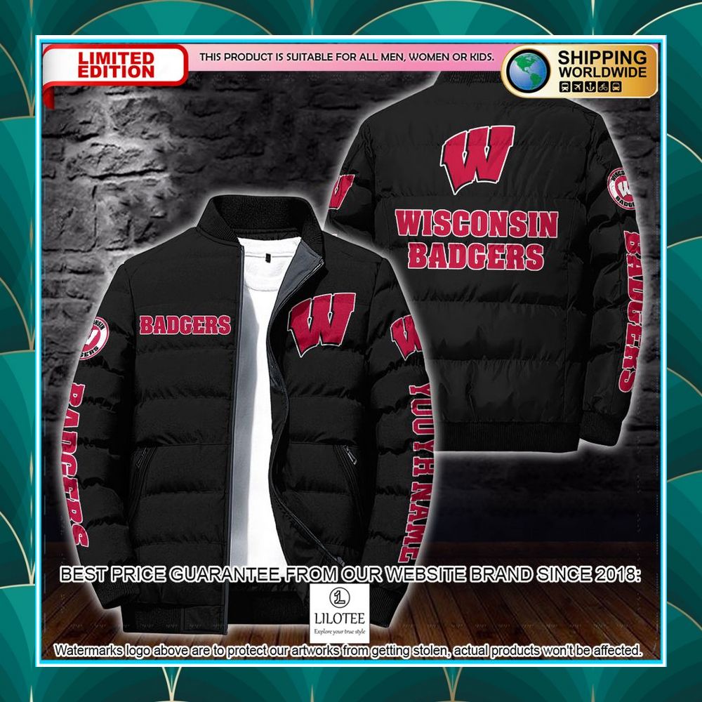 personalized ncaa wisconsin badgers puffer jacket 2 695