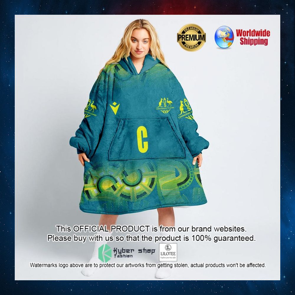 personalized netball au australia diamonds blue hoodie blanket 1 837