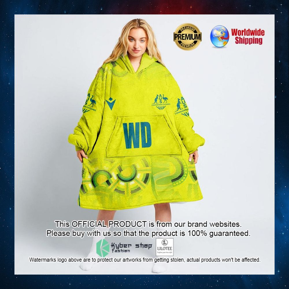 personalized netball au australia diamonds yellow hoodie blanket 1 331