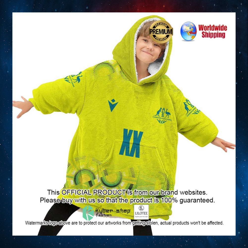 personalized netball au australia diamonds yellow hoodie blanket 2 638
