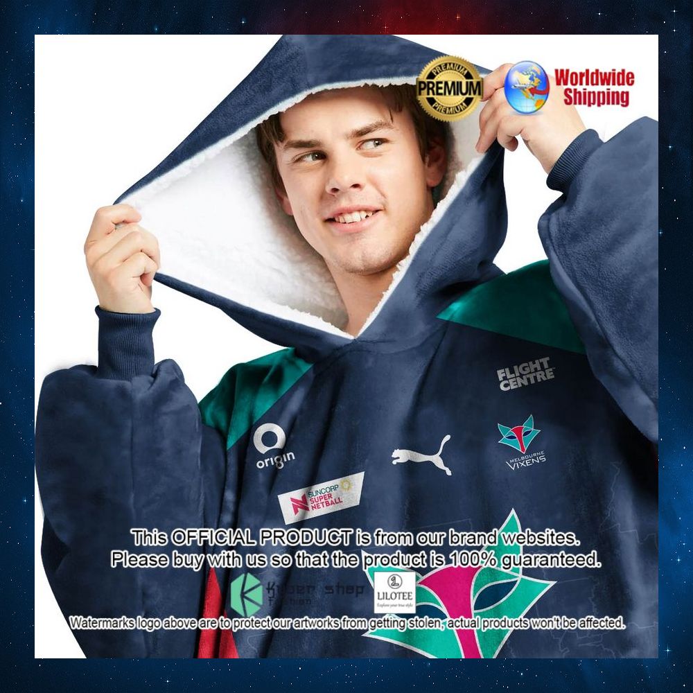 personalized netball au melbourne vixens hoodie blanket 2 766