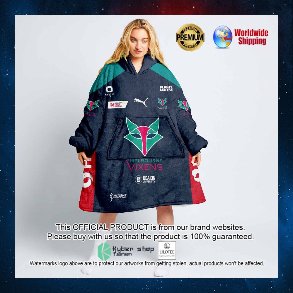 personalized netball melbourne vixens hoodie blanket 1 754