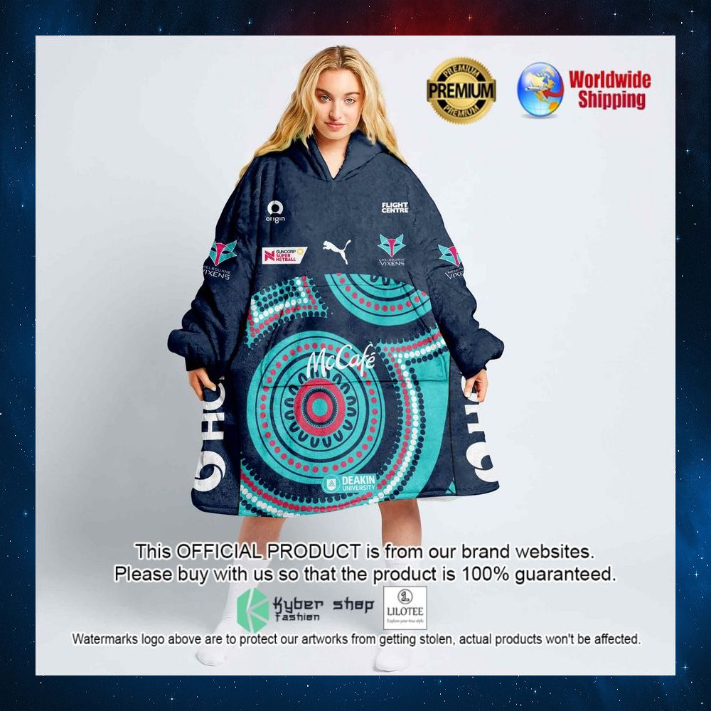 personalized netball melbourne vixens indigenous hoodie blanket 1 483