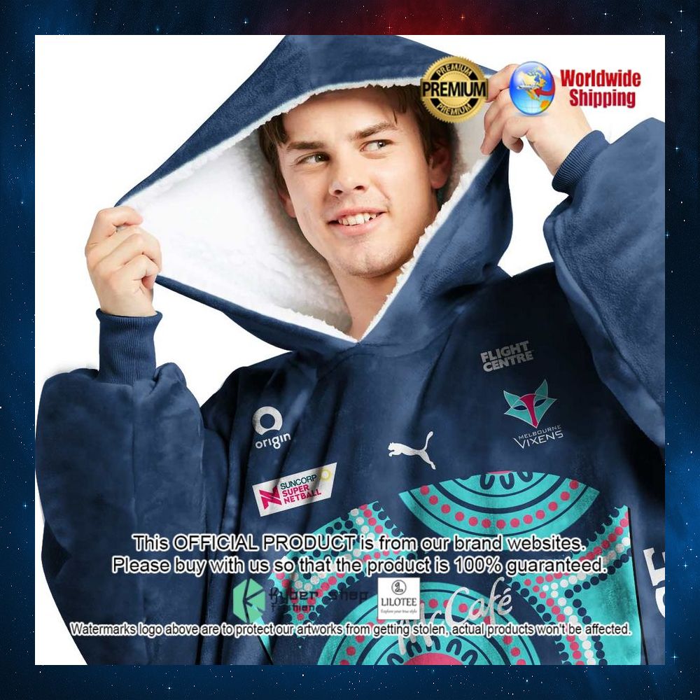 personalized netball melbourne vixens indigenous hoodie blanket 2 487
