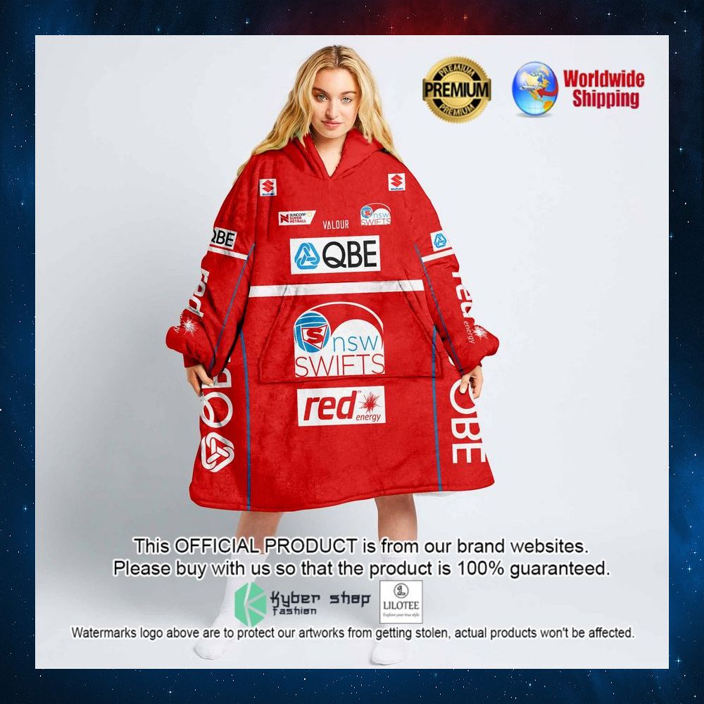 personalized netball new south wales swifts qbe hoodie blanket 1 691