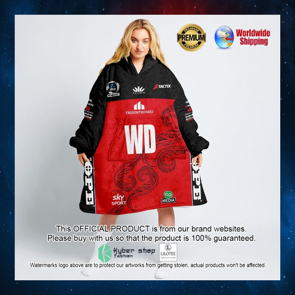 personalized netball new zealand anz mainland tactix hoodie blanket 1 237