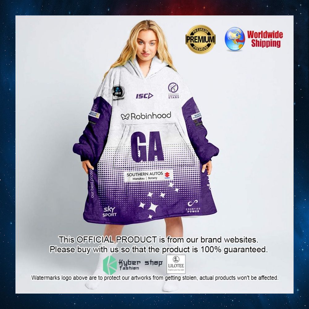 personalized netball new zealand anz nothern stars hoodie blanket 1 385