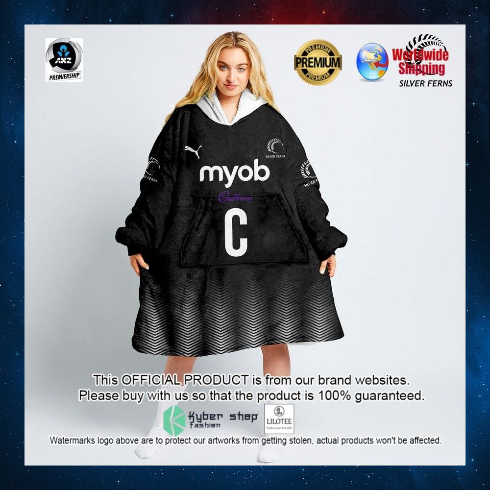 personalized netball new zealand silver ferns hoodie blanket 1 671