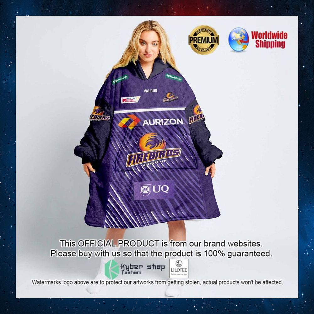personalized netball queensland firebirds hoodie blanket 1 451