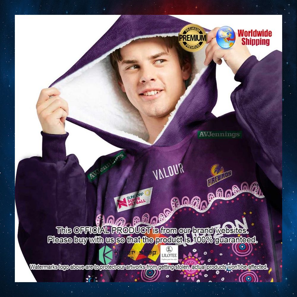 personalized netball queensland firebirds indigenous hoodie blanket 2 252