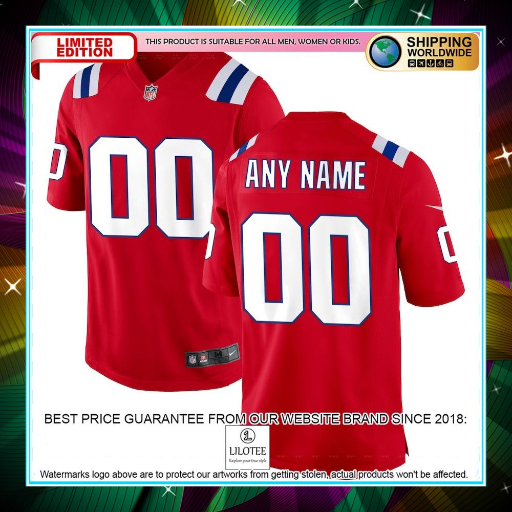 personalized new england patriots alternate red football jersey 1 575