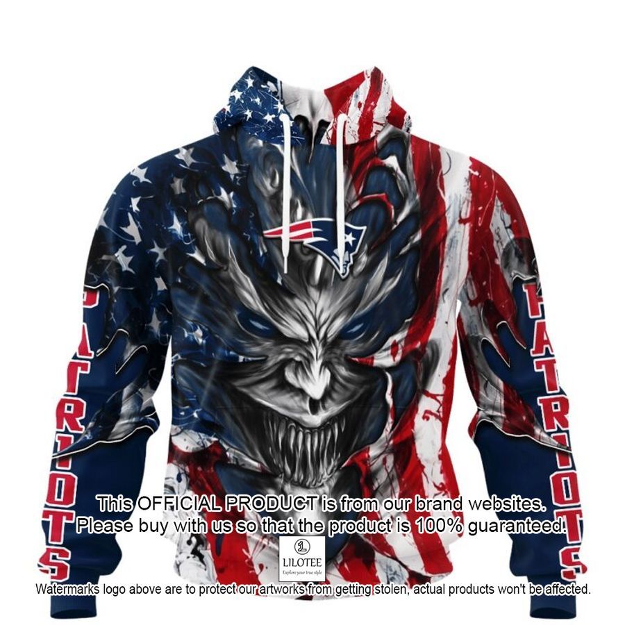 personalized new england patriots demon face american flag shirt hoodie 1 833