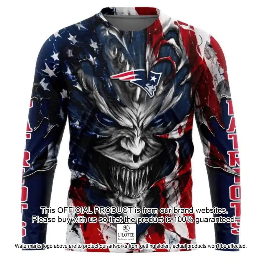 personalized new england patriots demon face american flag shirt hoodie 2 529