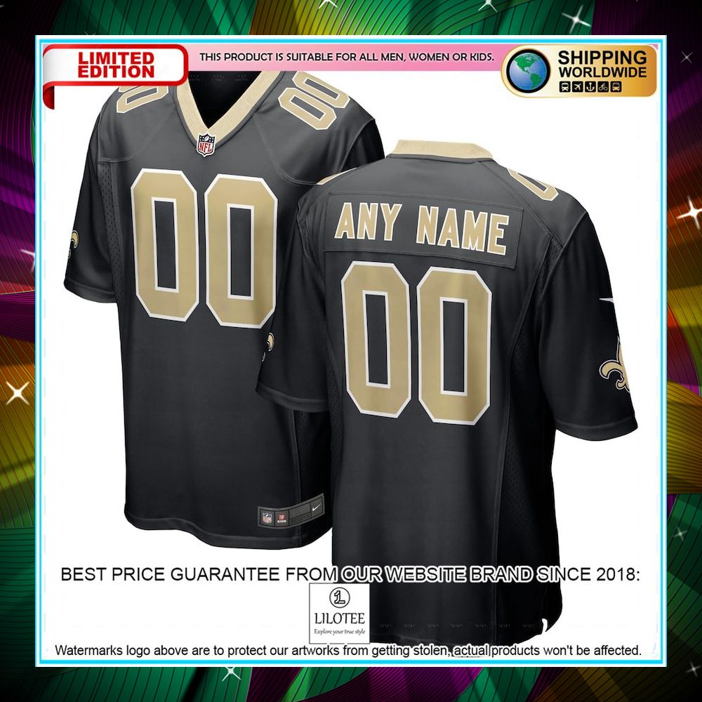 personalized new orleans saints black football jersey 1 680