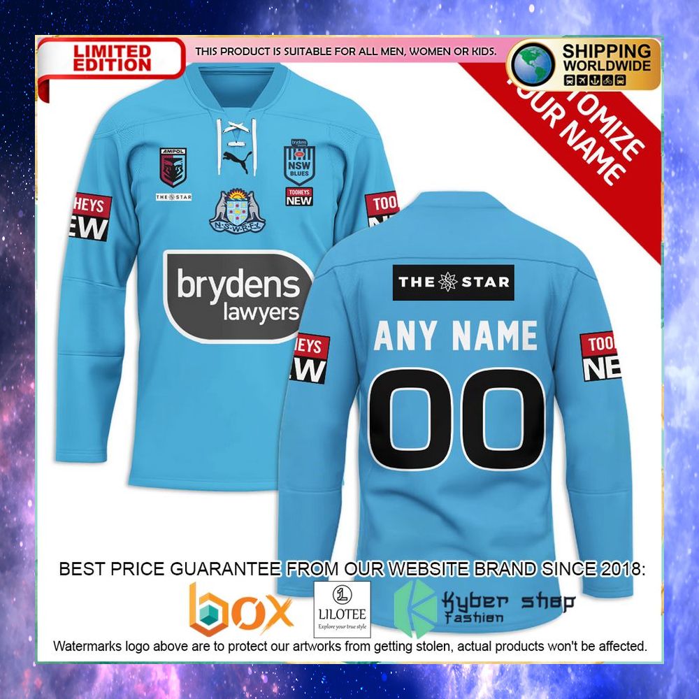 personalized new south wales blues state of origin series hockey jersey 1 976