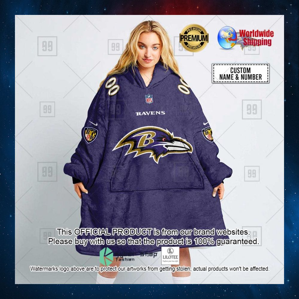 personalized nfl baltimore ravens team hoodie blanket 1 856