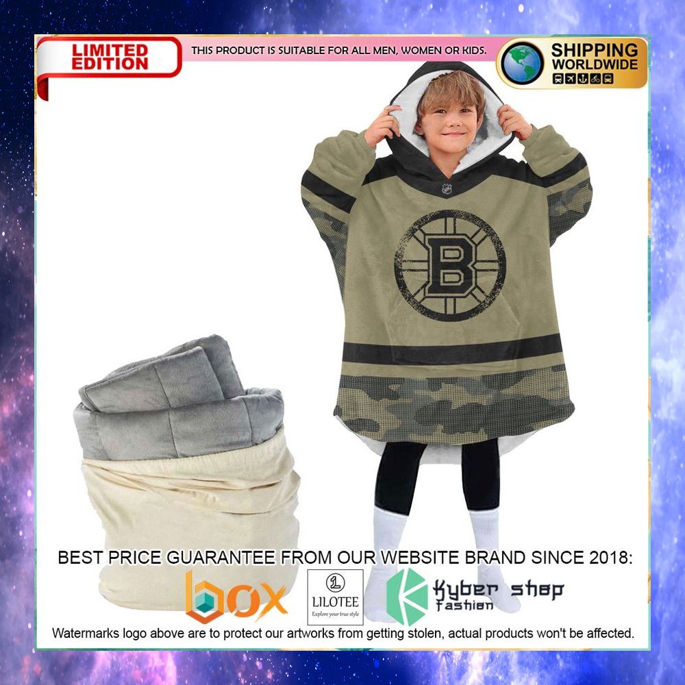 Personalized NHL Boston Bruins Military Camo Oodie Blanket Hoodie - LIMITED EDITION 4 personalized nhl boston bruins military camo oodie blanket hoodie 4 68