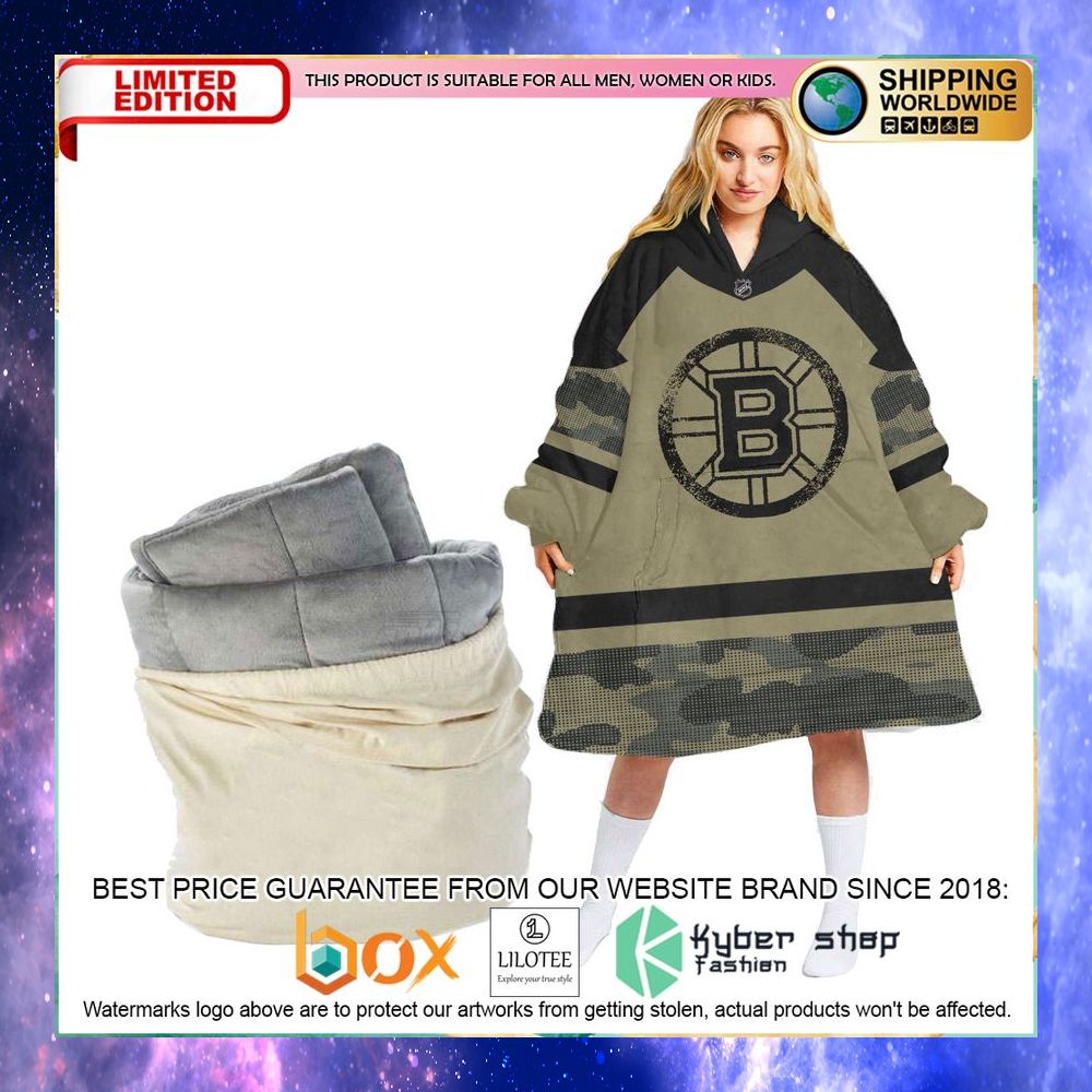 Personalized NHL Boston Bruins Military Camo Oodie Blanket Hoodie - LIMITED EDITION 6 personalized nhl boston bruins military camo oodie blanket hoodie 6 697