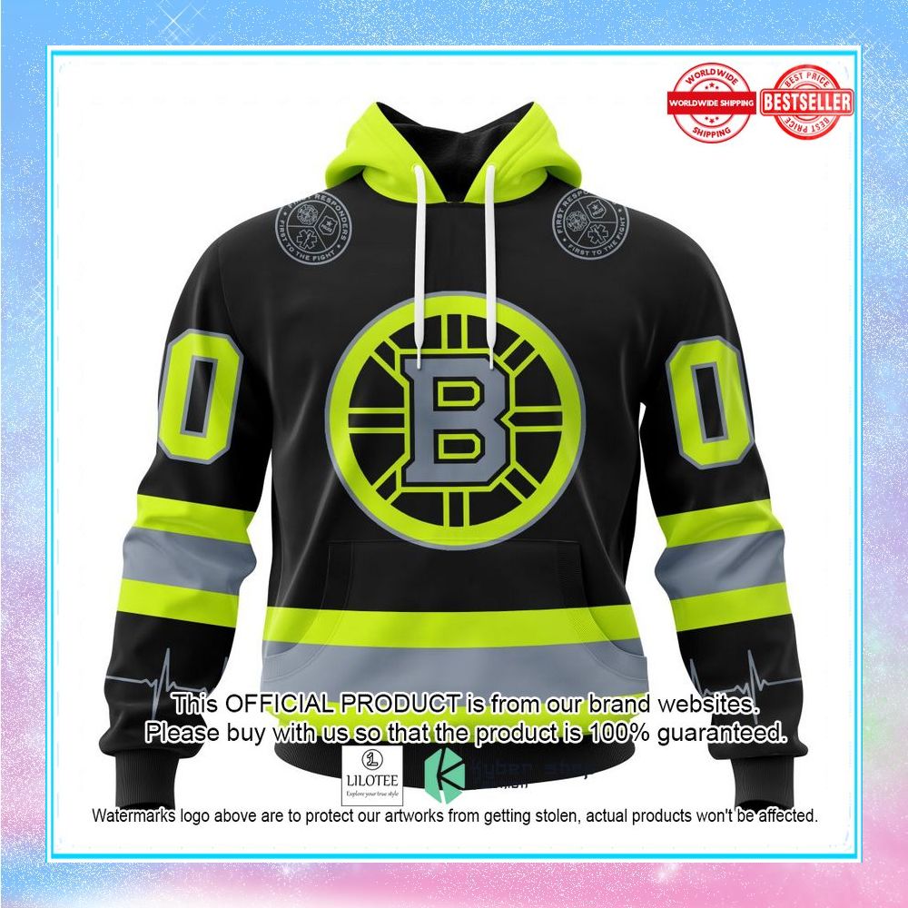 personalized nhl boston bruins specialized unisex kits with firefighter uniforms shirt hoodie 1 119