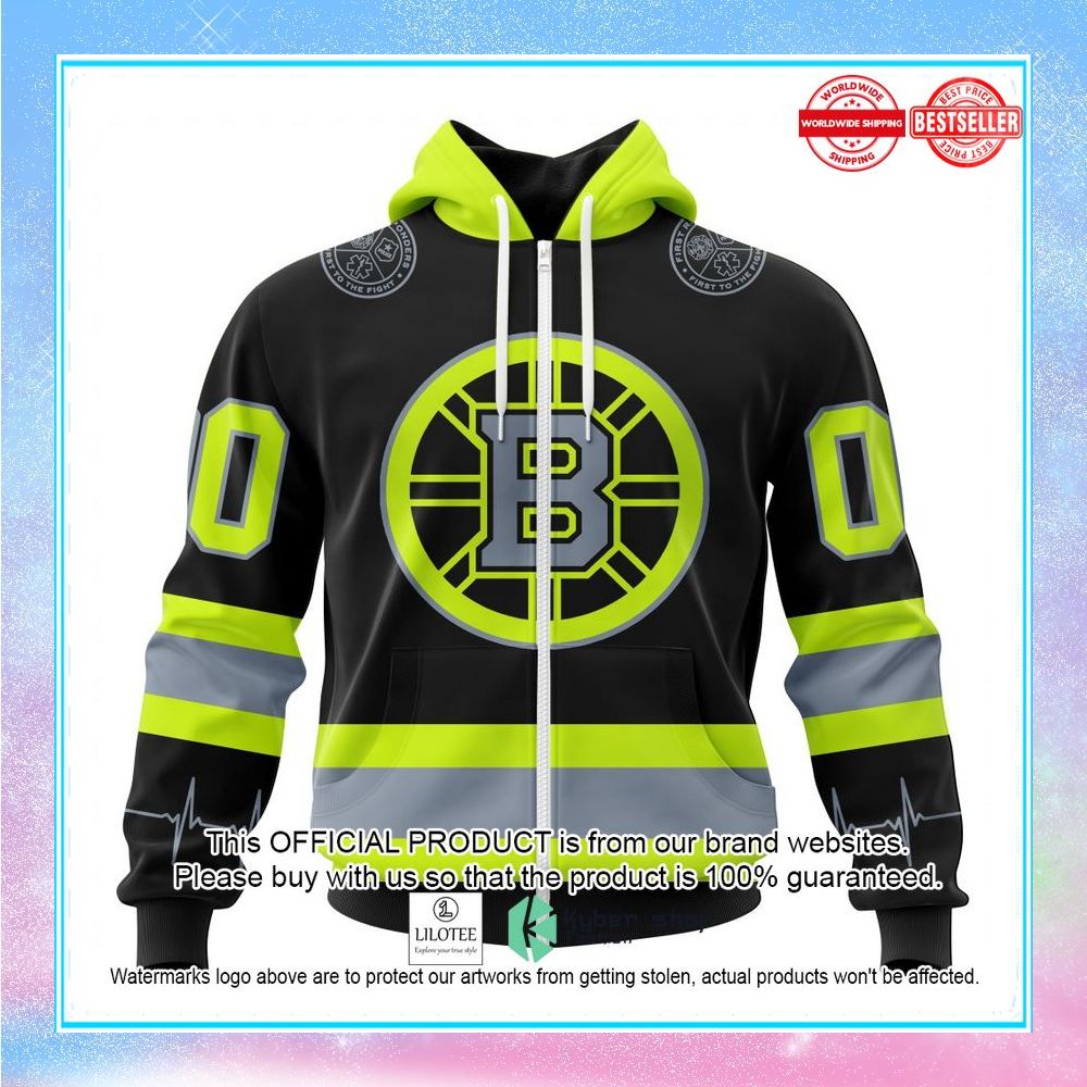 personalized nhl boston bruins specialized unisex kits with firefighter uniforms shirt hoodie 2 915