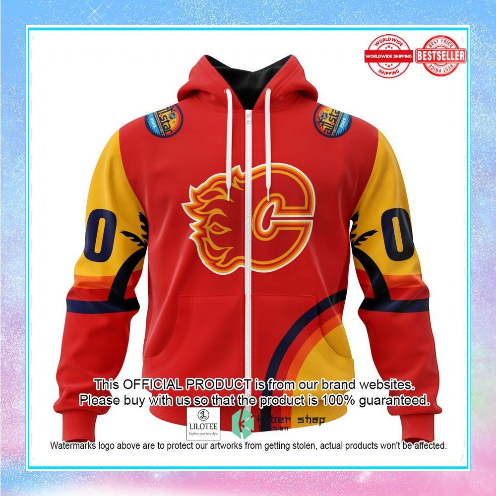 personalized nhl calgary flames special all star game design with florida sunset shirt hoodie 2 373