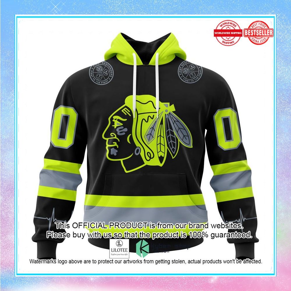 personalized nhl chicago blackhawks firefighter uniforms shirt hoodie 1 473