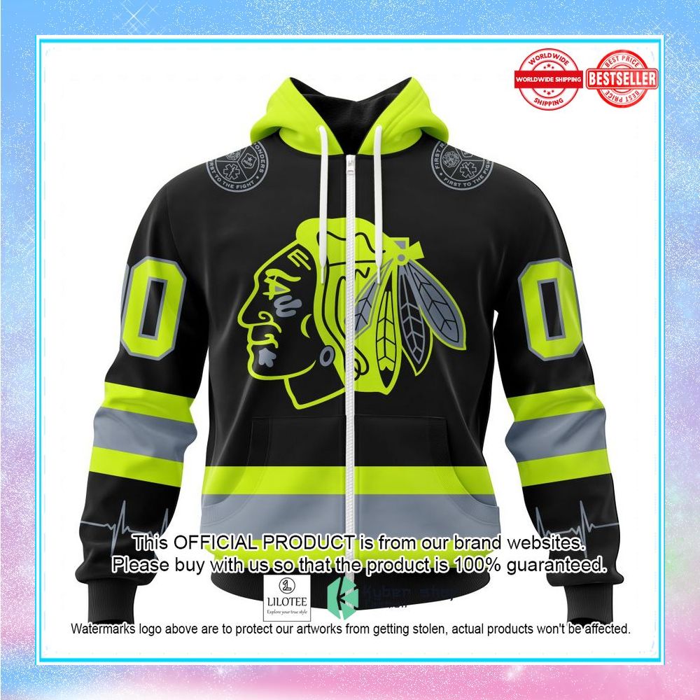 personalized nhl chicago blackhawks firefighter uniforms shirt hoodie 2 579