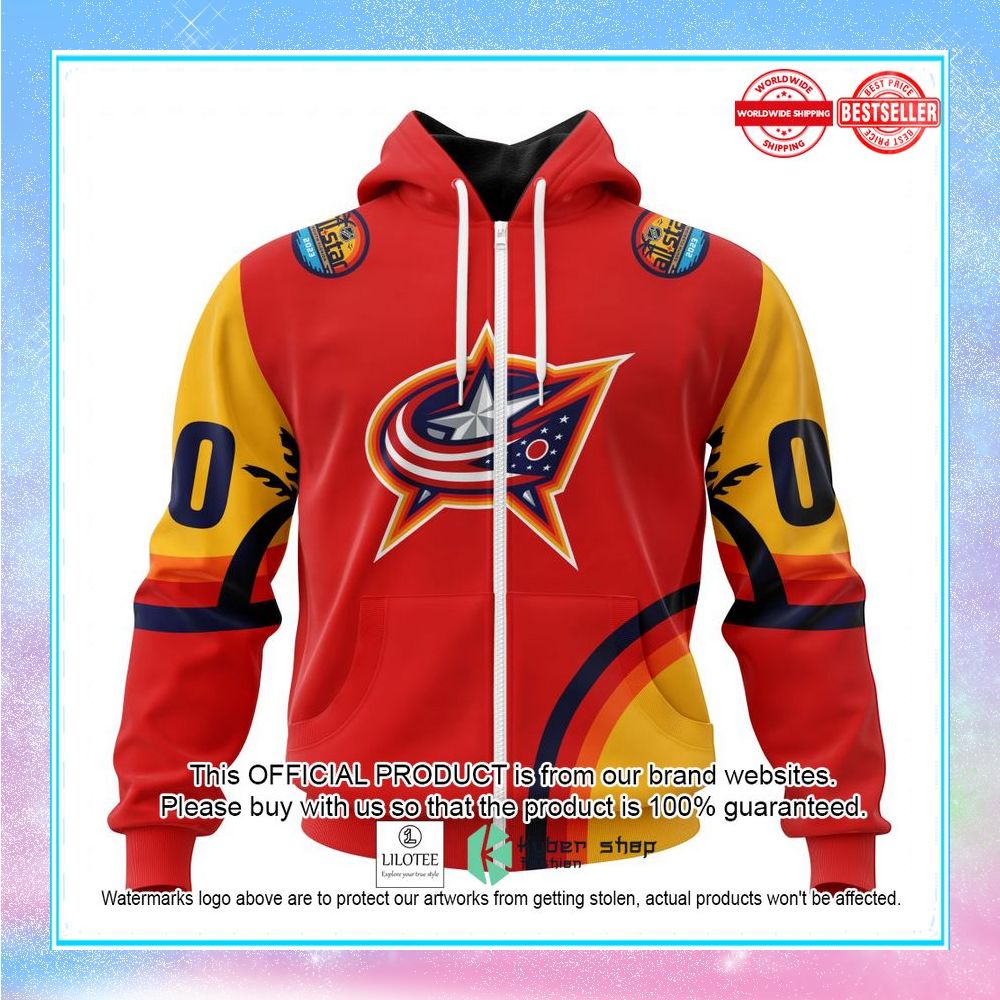 personalized nhl columbus blue jackets special all star game design with florida sunset shirt hoodie 2 458