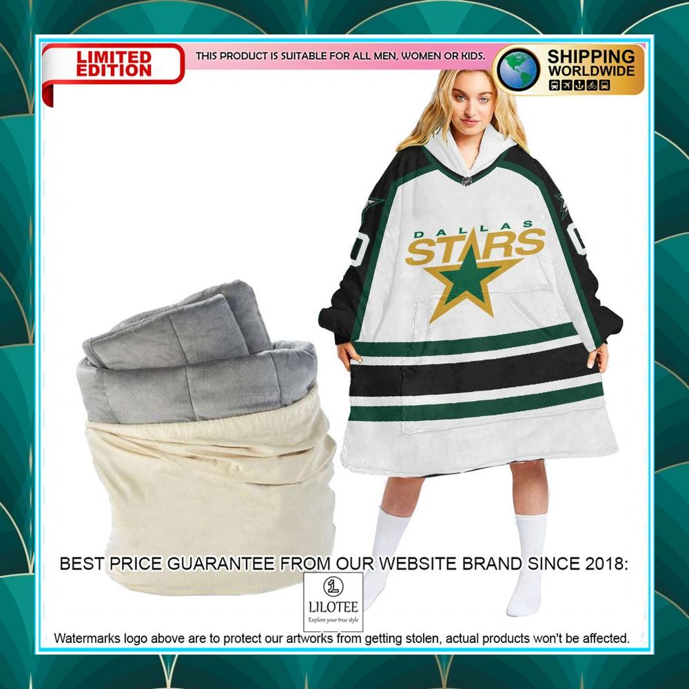 personalized nhl dallas stars white oodie blanket hoodie 1 698