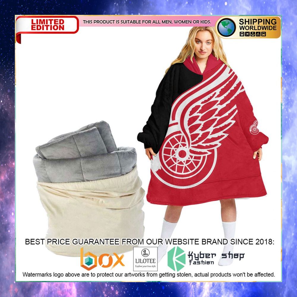 personalized nhl detroit red wings oodie blanket hoodie 1 723