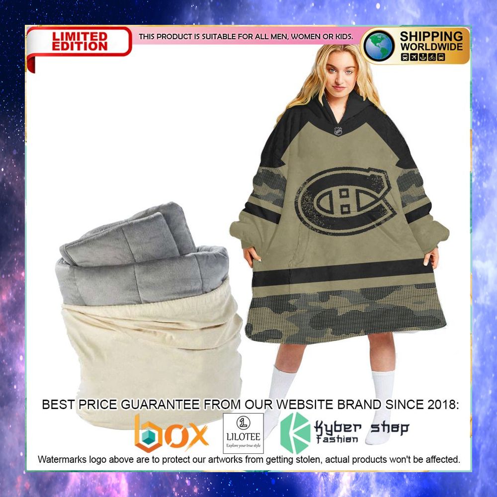personalized nhl montreal canadiens military camo oodie blanket hoodie 1 13