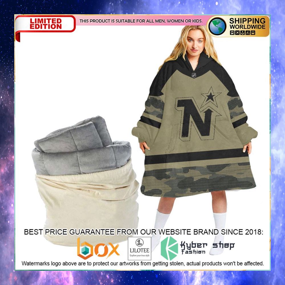 personalized nhl north stars military camo oodie blanket hoodie 1 766