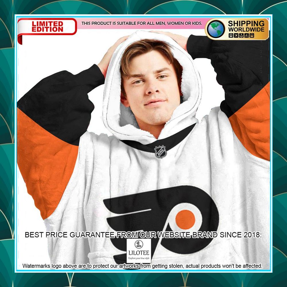Personalized NHL Philadelphia Flyers white Oodie Blanket Hoodie - LIMITED EDITION 4 personalized nhl philadelphia flyers white oodie blanket hoodie 4 76
