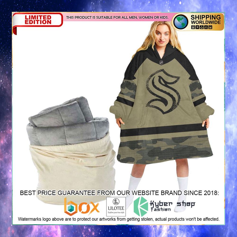 personalized nhl seattle kraken military camo oodie blanket hoodie 1 589