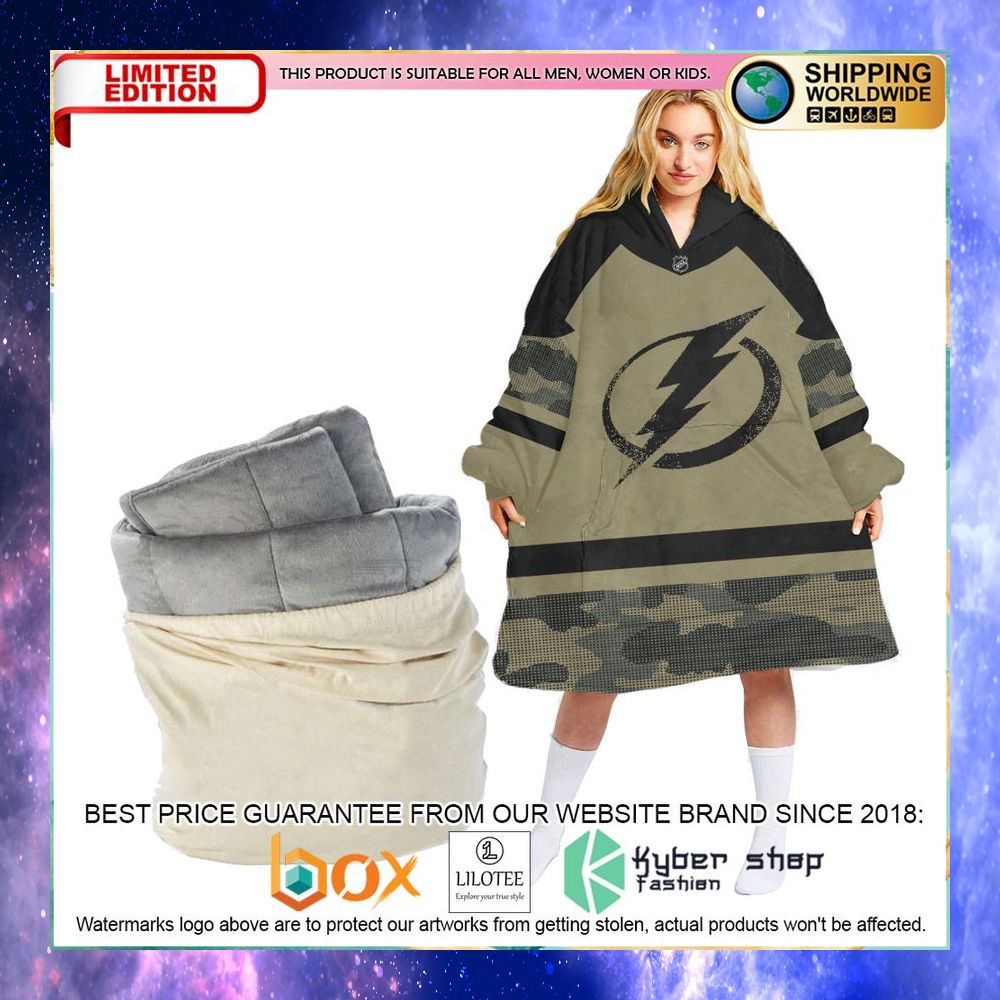 personalized nhl tampa bay lightning military camo oodie blanket hoodie 1 814