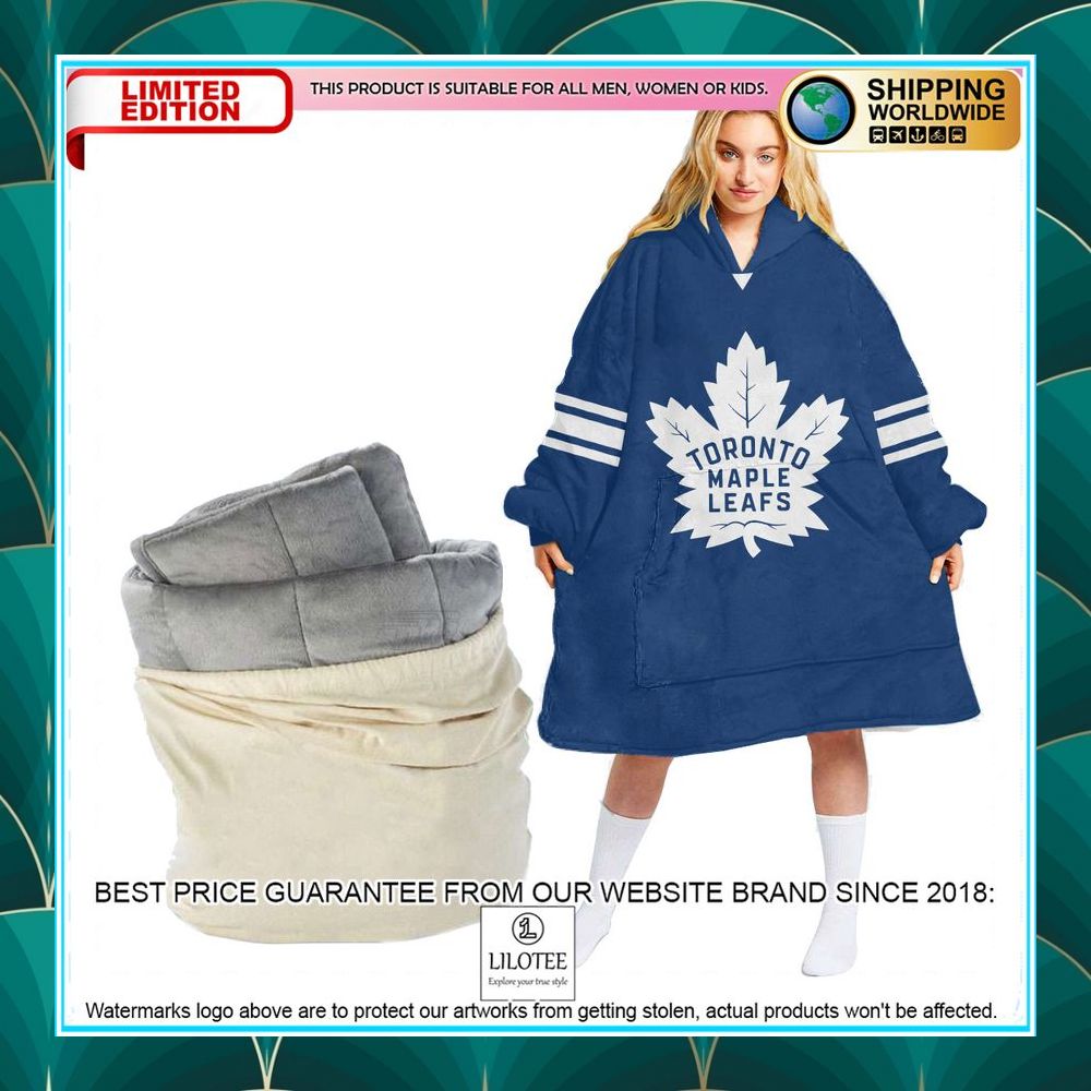 personalized nhl toronto maple leafs blue oodie blanket hoodie 2 662