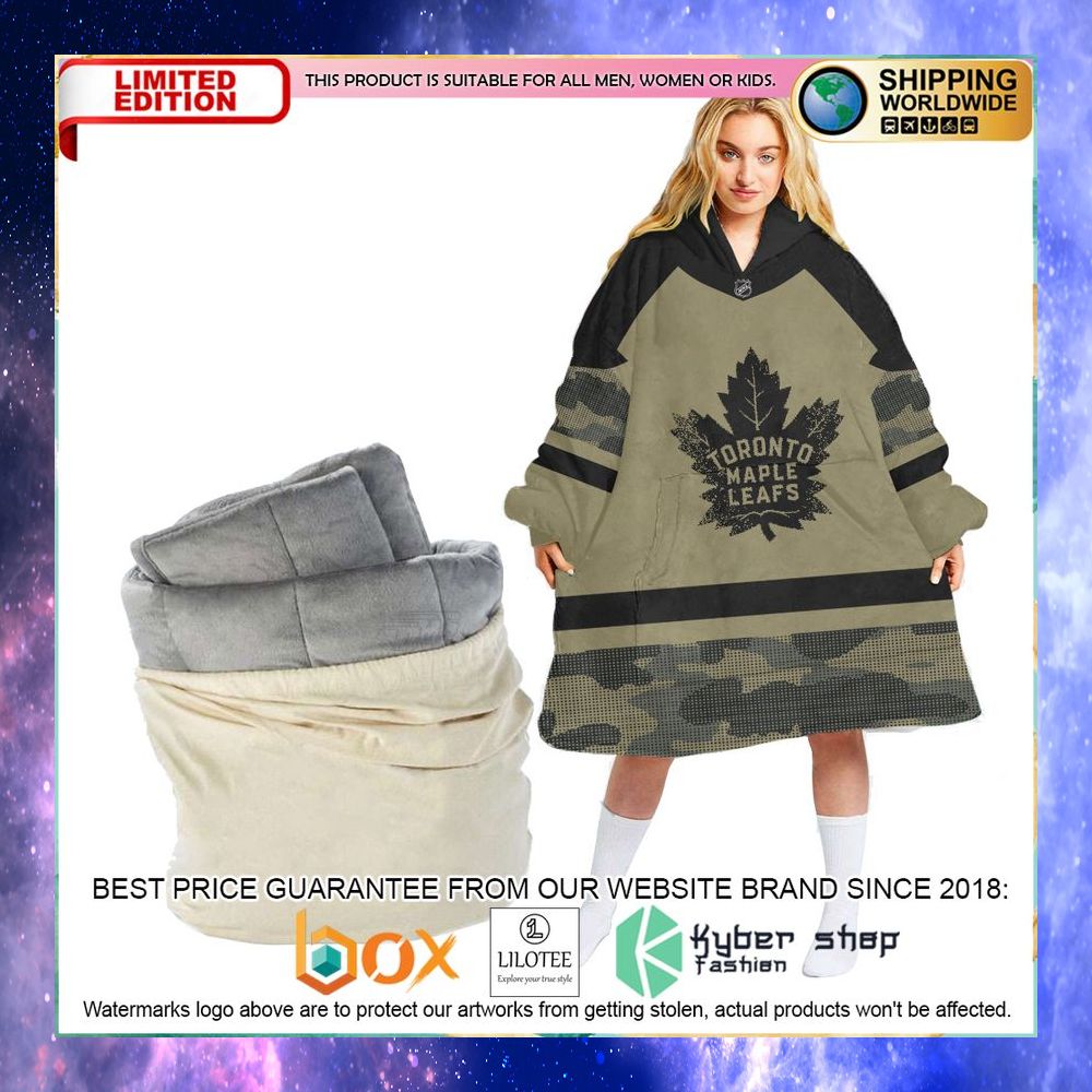 personalized nhl toronto maple leafs military camo oodie blanket hoodie 1 221