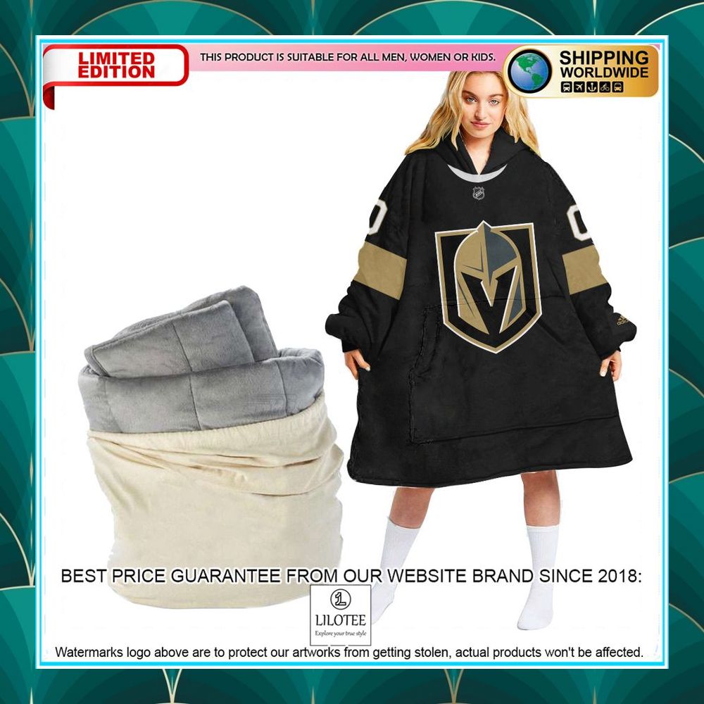 personalized nhl vegas golden knights black oodie blanket hoodie 1 206
