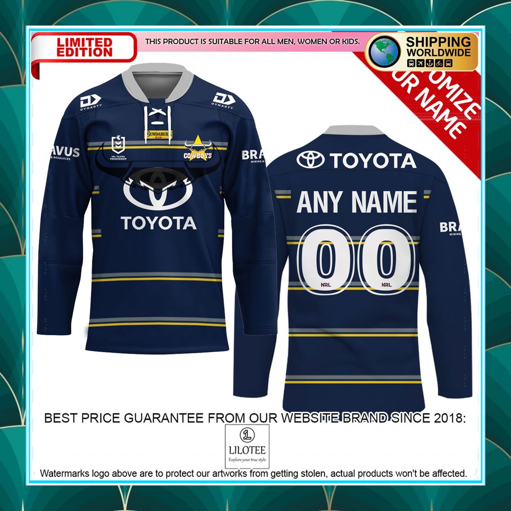 personalized north queensland cowboys blue hockey jersey 2 572